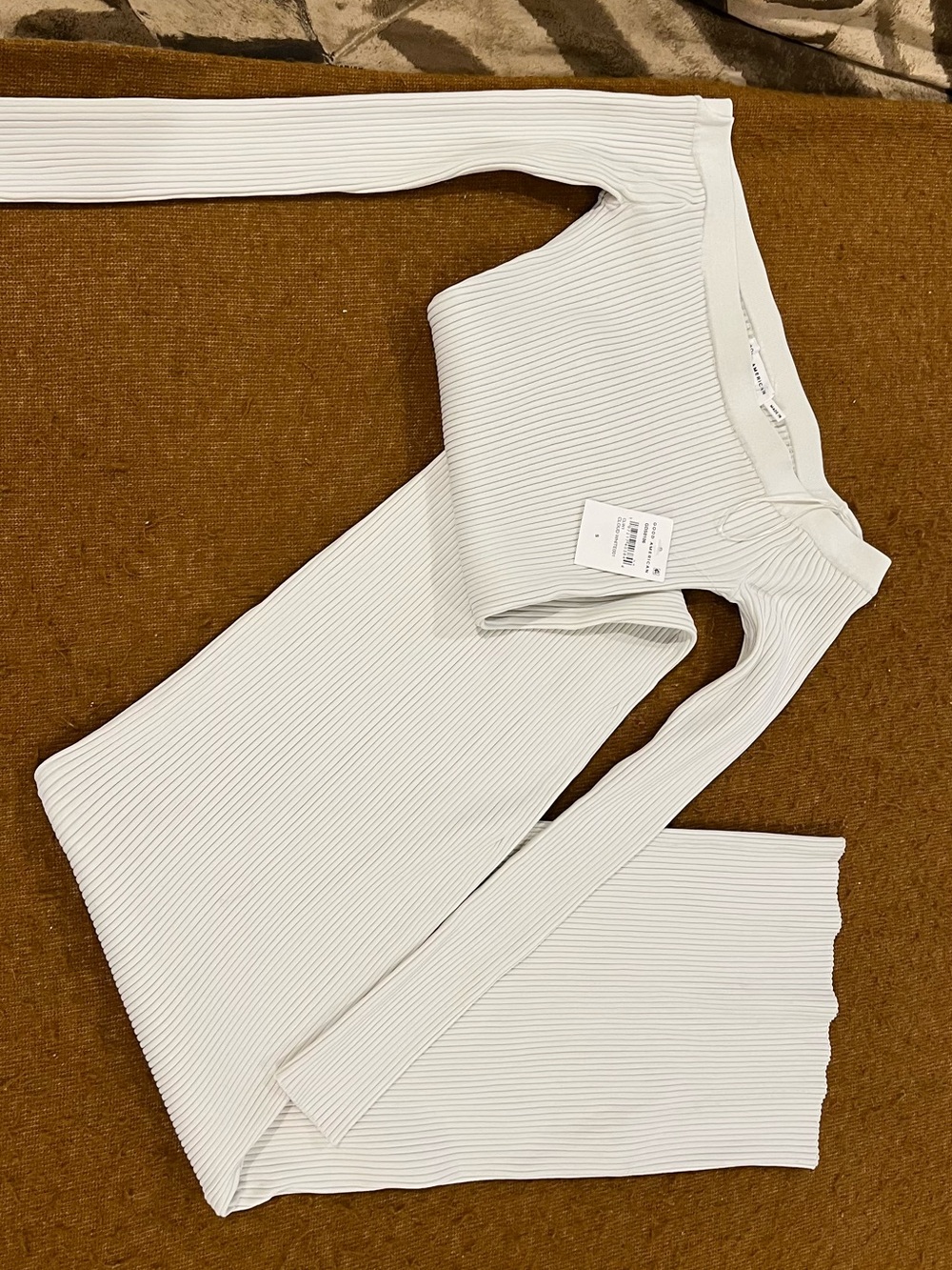 Good American White Strapless Ribbed Dress